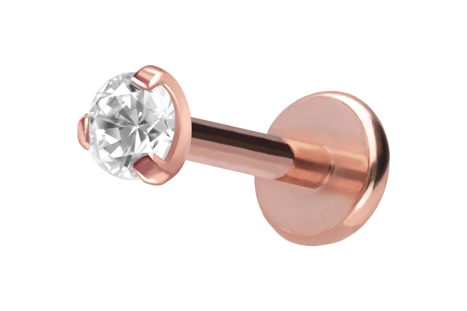 Titan Labret Piercing mit Push Fit EINGEFASSTER KRISTALL